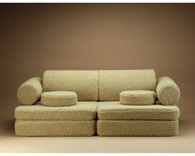 Canapea pentru copii verde cu tapițerie din țesătură bouclé 132 cm Settee – Wigiwama