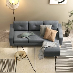 HOMCOM Canapea dreapta 3 locuri și taburet modular cu brațe design scandinav 193 x 136 x 85 cm gri antracit | Aosom Romania