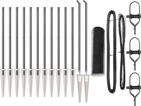 vidaXL Stâlp de gard. Gri 25 x 0,4 m (plasă de 13 mm) Oțel și PVC