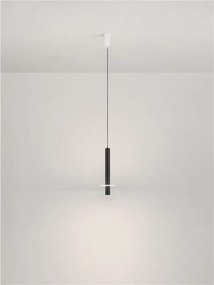 Pendul tub subtire aluminiu negru si alabastru LED NOEMI