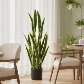 Outsunny Sansevieria Artificială în Ghiveci, Plantă Falsă pentru Interior și Exterior cu 21 de Frunze Modelabile, Ø20x90 cm | Aosom Romania