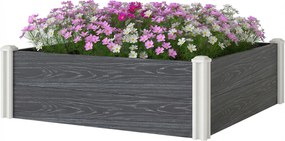Outsunny Pat Înălțat de Grădină din Vinil, 102x102x33 cm, Kit Modular cu Picioare Interconectabile și Fund Deschis, Jardinieră pentru Flori, Ierburi și Legume, Gri Închis | Aosom Romania