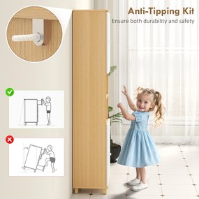 HOMCOM Dulap de Baie înalt cu Uși, 2 Rafturi Deschise, 2 Dulapuri, Dulap de Baie Economisitor de Spațiu cu Rafturi Reglabile pentru Sala de Mese Sufragerie, 30x30x166 cm, Alb și Lemn | Aosom Romania