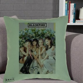 Perna Personalizata K-pop BLACKPINK Foto Grup, 40x40 cm, Verde, Husa Detasabila, Perna Inclusa, BEKZ®