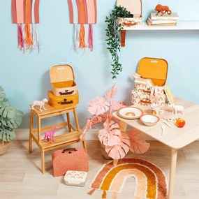 Covor din bumbac pentru copii Sass &amp; Belle Earth Rainbow, 50 x 60 cm, portocaliu-roz