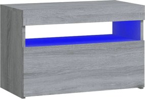 vidaXL Noptiere cu lumini LED, gri sonoma, 60x35x40 cm