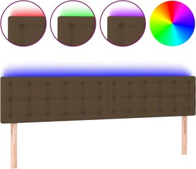 vidaXL Tăblie de pat cu LED, maro închis, 200x5x78/88 cm, textil