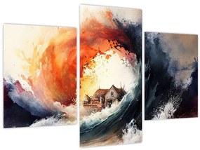 Tablou - În vârtejul potopului, acuarelă (90x60 cm)