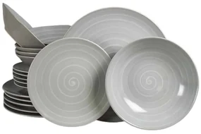 Set Complet Serviciu De Masa, Silver, 18 piese, pentru 6 persoane, Cesiro, Gri Argintiu