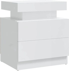 vidaXL Noptieră, alb extralucios, 45x35x52 cm, lemn prelucrat