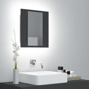 vidaXL Dulap de baie cu oglindă & led, gri, 40x12x45 cm