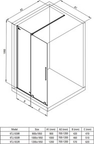 Paravan dus sticla securizata walk-in cu usa glisanta, 140x195 cm, auriu periat, Deante Prizma Auriu periat, 1400x1950 mm