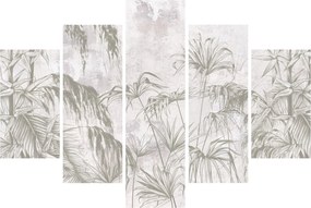 Tablou - Plante tropicale pe perete gri (150x105 cm)