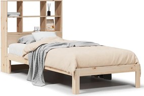 vidaXL Pat cu bibliotecă fără saltea, 90x190 cm, lemn masiv de pin