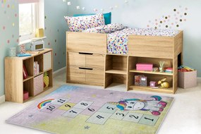 BAMBINO 54060 covor lavabil Inorog, hopscotch pentru copii anti-alunecare - roz / galben
