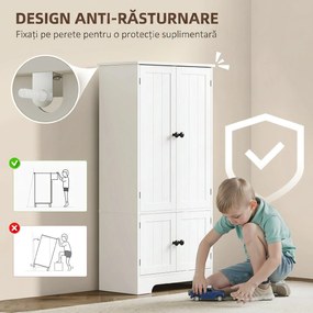 HOMCOM Dulap Alb 4Uși Reglabil | Aosom Romania