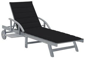 vidaXL Șezlong de grădină cu pernă, lemn masiv de acacia