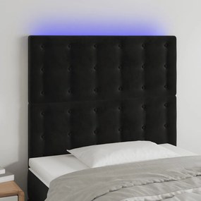 3122902 vidaXL Tăblie de pat cu LED, negru, 100x5x118/128 cm, catifea