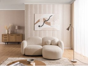 Colțar maro deschis cu tapițerie din țesătură bouclé (cu colț pe partea dreaptă/cu șezlong) Orbit – Ropez