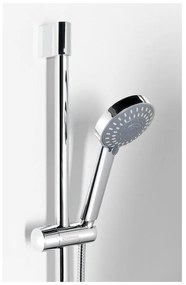 Set de duș argintiu lucios din oțel inoxidabil 98 cm cu duș de mână/cu suport glisant Amy – Sapho