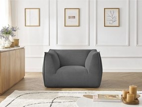 Fotoliu gri închis cu tapițerie din catifea reiată Giorgia – Bobochic Paris