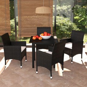 3094974 vidaXL Set mobilier de grădină cu perne, 5 piese, negru, poliratan