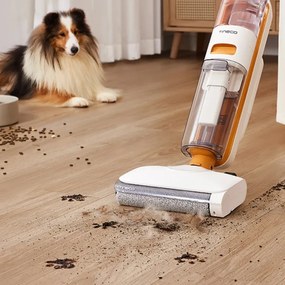 Aspirator vertical Tineco iFloor Y2 Plus, 6500 Pa, Wi-Fi, 0.8 L apa murdara/1 L apa curata, LED, Auto-curatare, 70 m², Indicatori, Alb/Portocaliu