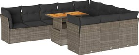 vidaXL Set canapele de grădină cu perne, 11 piese, gri, poliratan