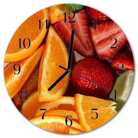 Ceas de perete din sticla rotund Fructe de bucătărie Orange, Red