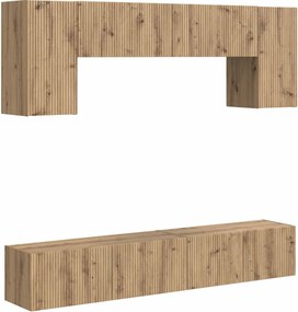 vidaXL Set comodă TV Pe perete 4 pcs Stejar Artizanal Lemn compozit