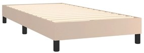 Pat box spring cu saltea, cappuccino, 100x200cm piele ecologica Cappuccino, 25 cm, 100 x 200 cm