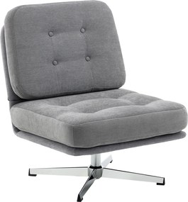 HOMCOM Scaun de accent rotativ, fotoliu de lectură căptușit cu chenille, șezut lat, șezut cu arcuri și picioare metalice, Gri deschis | Aosom Romania