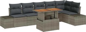 vidaXL Set de masă pentru grădină cu pernă 7 pcs Gri și Brown