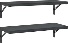 vidaXL Rafturi de perete, 2 buc., 75x30 cm, negru oțel inoxidabil