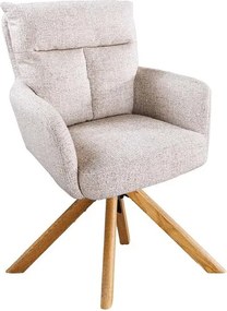 Set de 2 scaune pivotante picioare din lemn Big George sampanie greige texturat