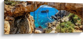 Tablou - Capul Greco (cu ceas) (90x30 cm)