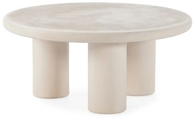 Măsuță de cafea crem rotundă cu aspect de piatră ø 80 cm Iriel – MOME