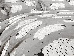 Lenjerie de pat creponata WHITE SHEEPS POLY gri Dimensiune lenjerie de pat: 70 x 90 cm | 140 x 220 cm