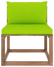 Canapea de gradina din paleti, de mijloc, perne verde deschis 1, verde aprins, canapea de mijloc