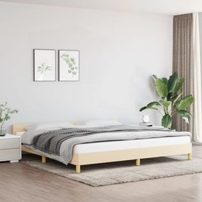 347444 vidaXL Cadru de pat cu tăblie, crem, 200x200 cm, textil