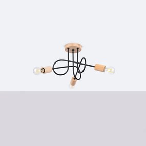 Lustră aplicată Sollux SL.1477 EMBER 3xE27/15W/230V negru/bej/fag