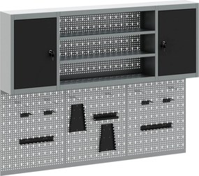 vidaXL Set dulap de unelte 4 pcs Negru Oțel vopsit electrostatic