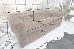 Canapea clasica stil englezesc Chesterfield 3 locuri maro antic
