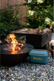 Geanta frigorifica Polarbox Classic, 20 litri, Polistiren AIRPOP, 5-15°C pana la 24 h, Curea clasică din piele, Albastru inchis/Roz