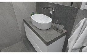 Lavoar pe blat Rune Hakon oval 53 cm alb lucios