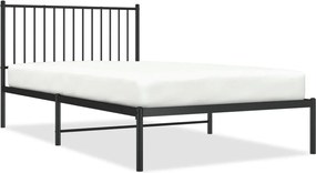 vidaXL Cadru de pat din metal cu tăblie, negru, 107x203 cm