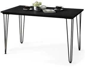Mazzoni HAIRPIN S-120 Negru Mat - MASĂ LOFT PENTRU BUCĂTĂRIA SUFRAGERIE LIVING