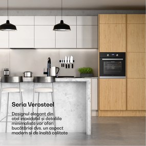 Klarstein Verosteel cuptor încorporabil | 60 cm | 67 litri | Clasa de eficiență energetică A | 3220 W | Argintiu