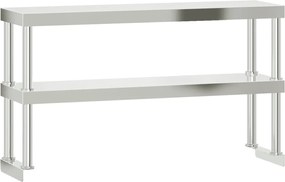 vidaXL Raft cu 2 niveluri masă de lucru, 110x30x35 cm, oțel inoxidabil
