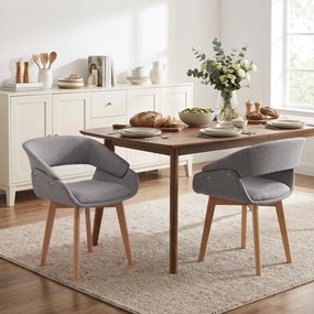 HOMCOM Set 2 Scaune Dining Ergonomice din Material Gri Deschis | Aosom Romania